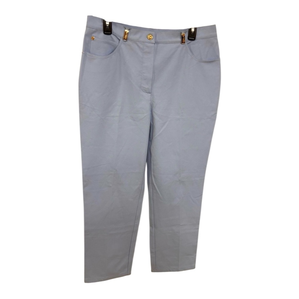 St. John Sport by Marie Gray Light Blue Trousers w Gold Hardware-Sz 14 Like New